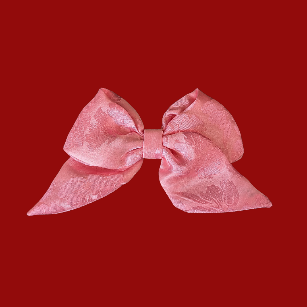 Pink Floral Mulberry Silk Sailor Hair Bow