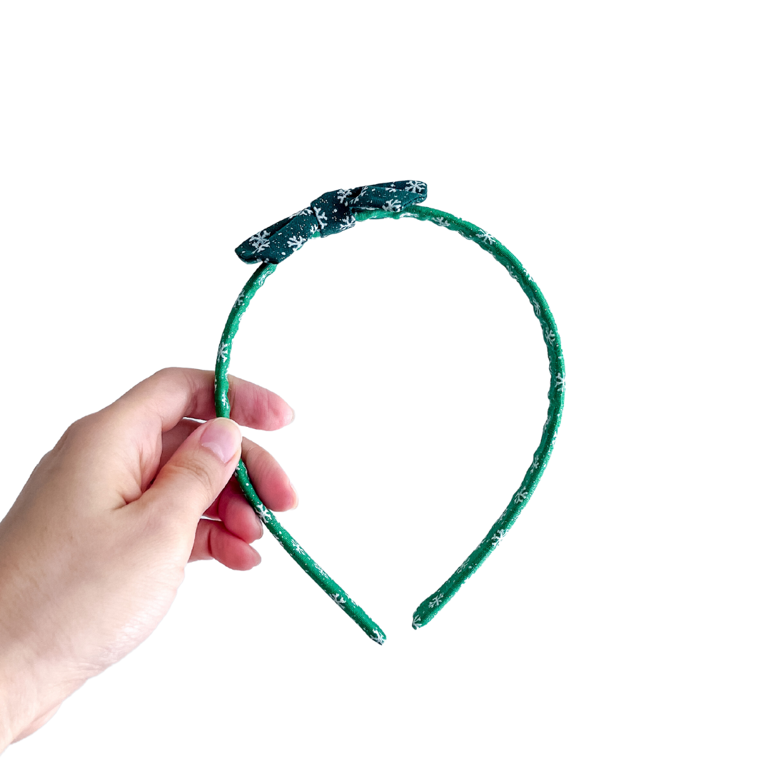 Green Gradient Snowflakes Thin Headband