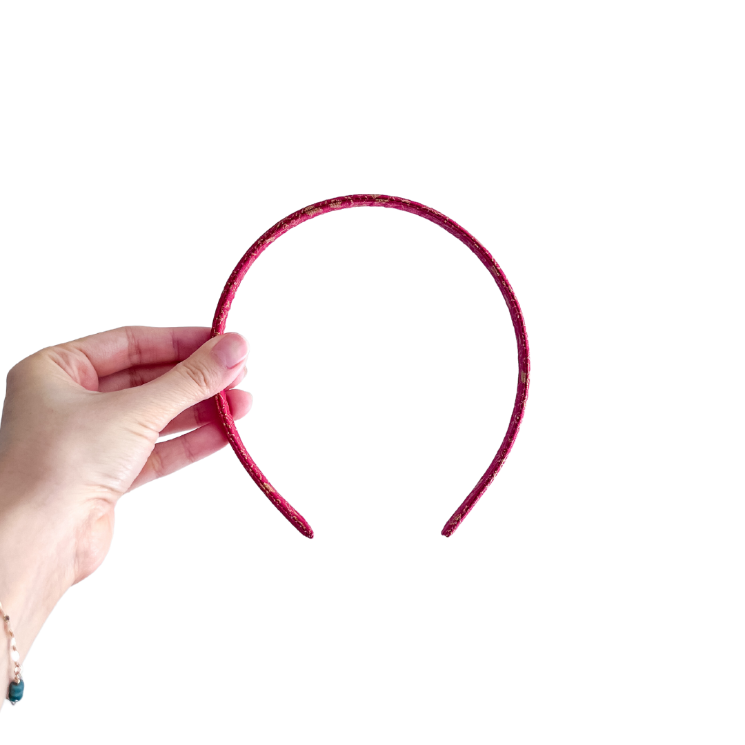 Lucky Red and Golden Leaves Thin Headband