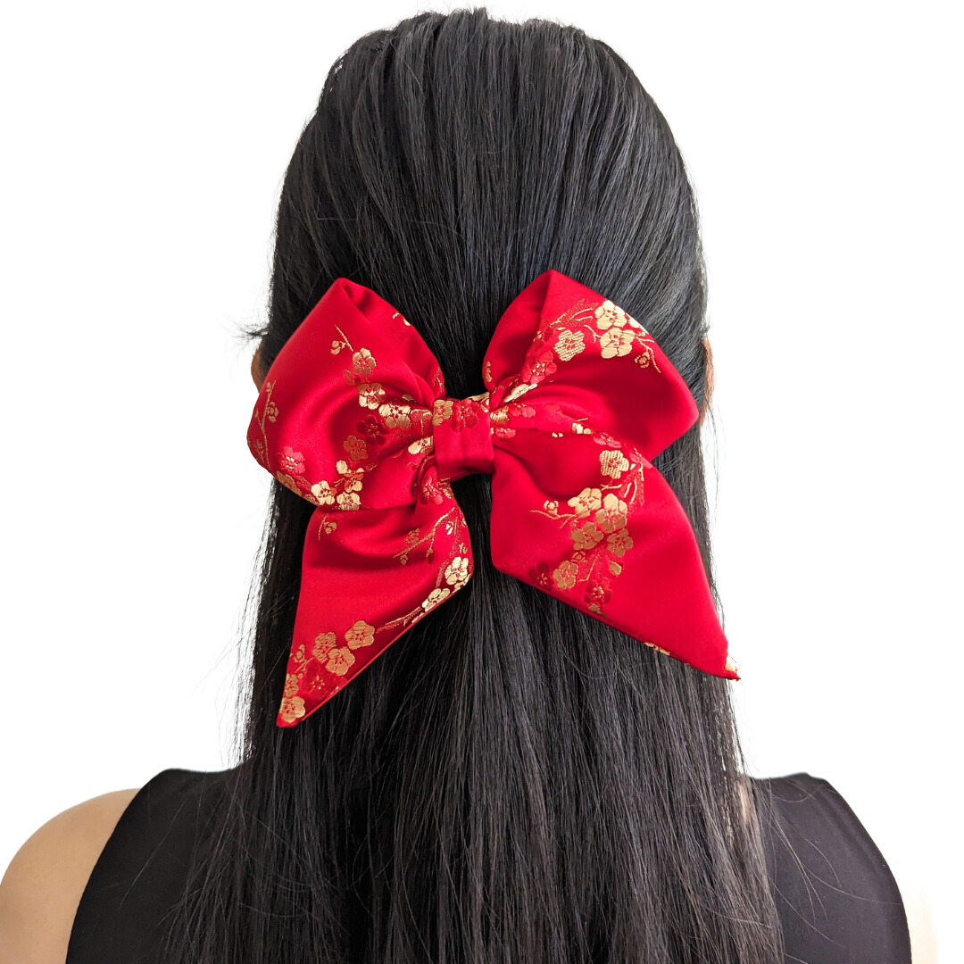 Scarlet Red Flower Blossom Sailor Bow