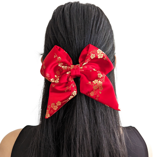 Scarlet Red Flower Blossom Sailor Bow
