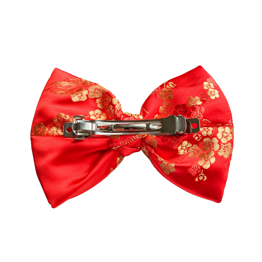 Scarlet Red Flower Blossom Simple Bow