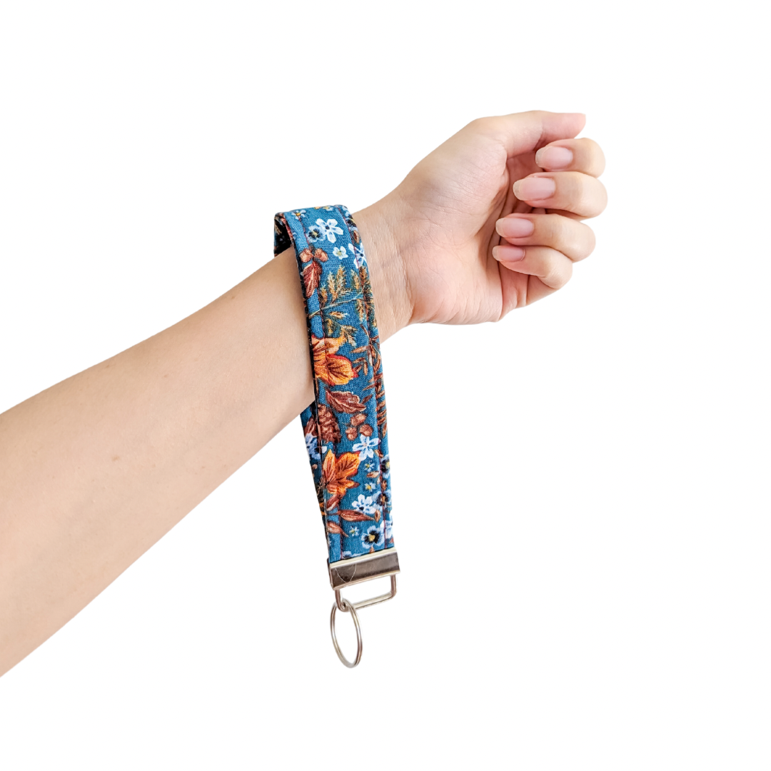 Teal and Gold Paisley Keychain Wristlet