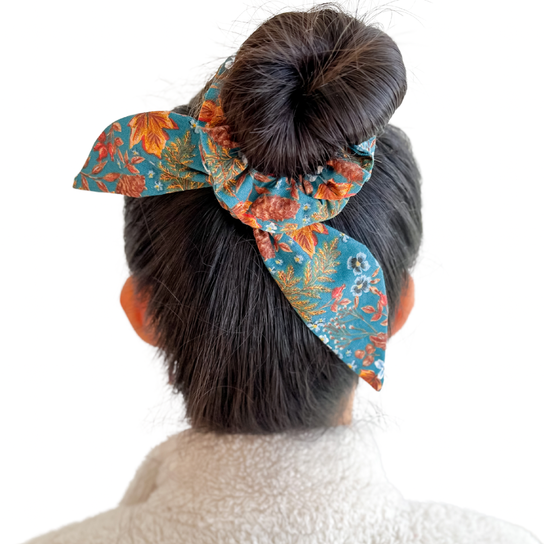 Teal Golden Paisley Scrunchies