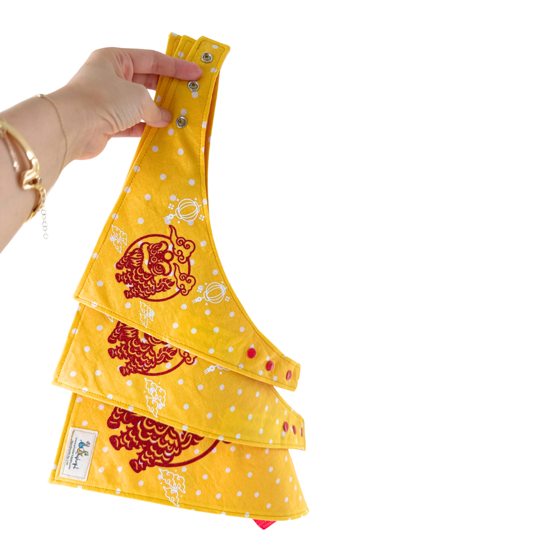 Lunar New Year Reversible Pet Bandana with Sewn In Blessing