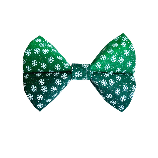 Green Gradient Snowflakes Bow Tie