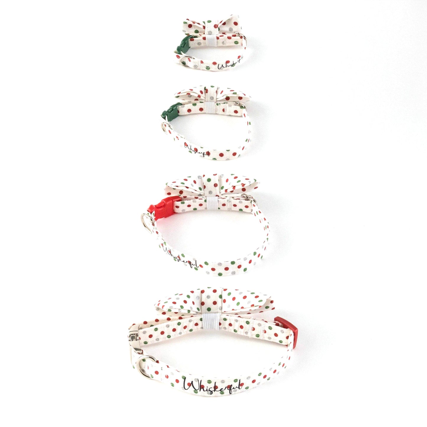 Red and Green Polka Dots Bow Tie for Dogs and Cats - Whiskerful 4