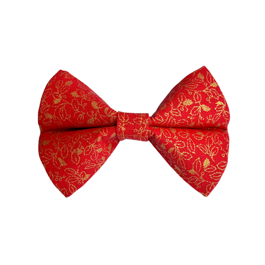 Lucky Red and Golden Leaves Bow Tie