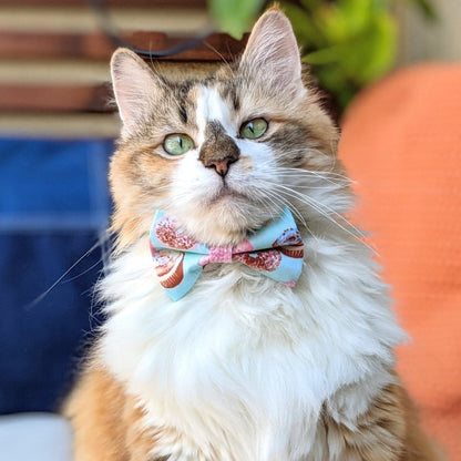 Organic Egyptian Cotton Blue & Pink Donuts and Cupcakes Collar and Bow Tie for Cats and Dogs - Whiskerful 5