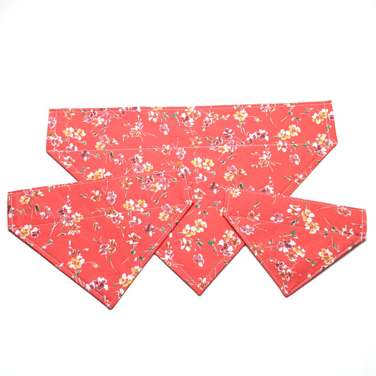 Red and Golden Yellow Floral Bandana for Dogs and Cats - Whiskerful 2