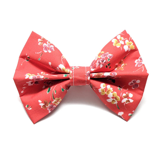 Red and Golden Yellow Floral Bow Tie for Dogs and Cats - Whiskerful 1