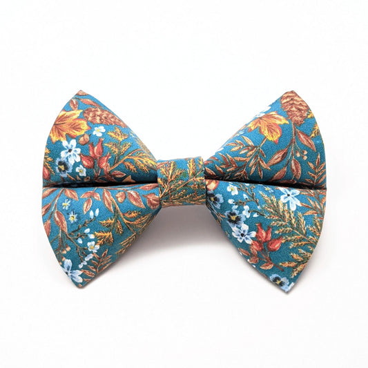 Teal Gold Paisley Bow Tie