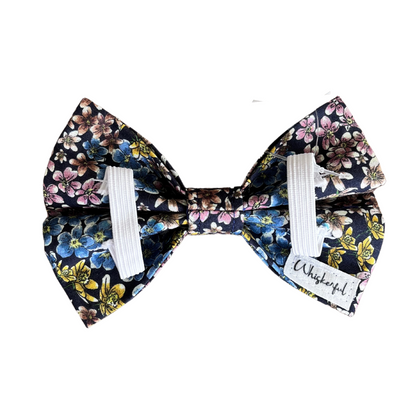 Indigo, Yellow, and Pink Floral Bow Tie