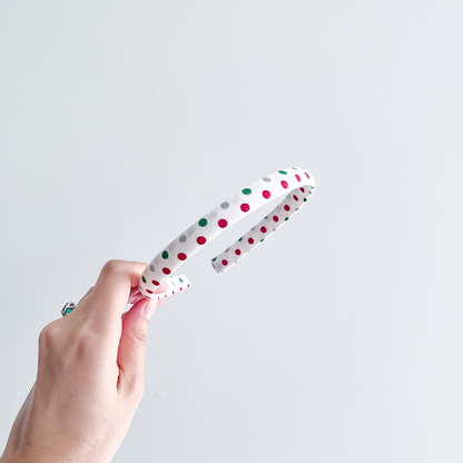 Red and Green Polka Dots Thin Headband