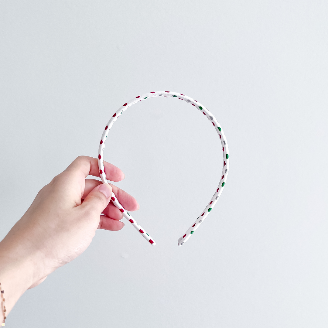 Red and Green Polka Dots Thin Headband