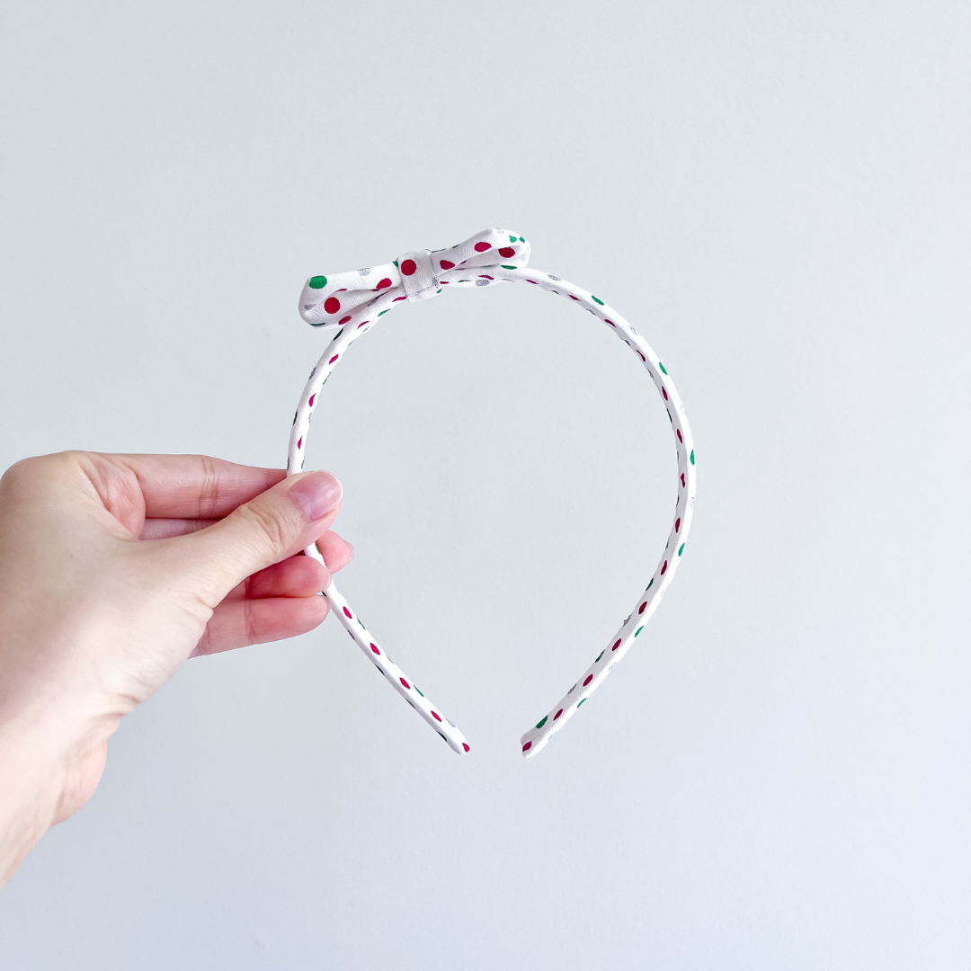 Red and Green Polka Dots Thin Headband