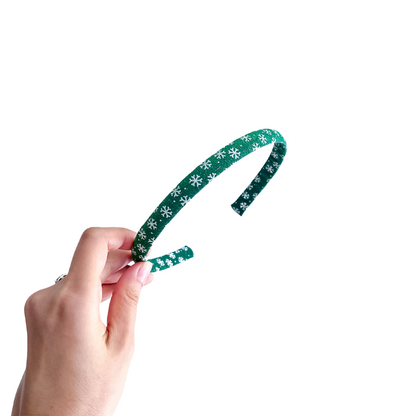 Green Gradient Snowflakes Thin Headband