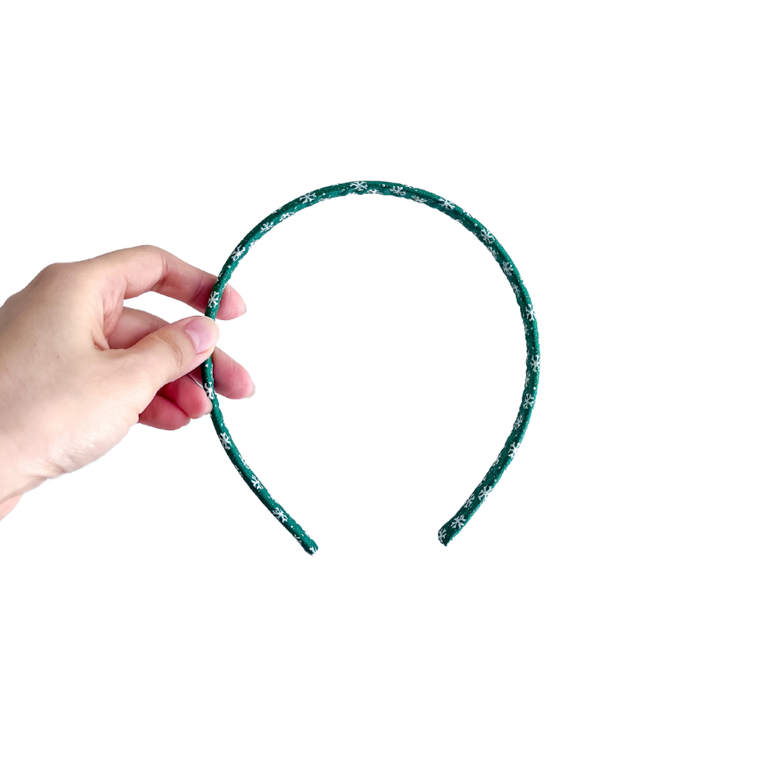 Green Gradient Snowflakes Thin Headband