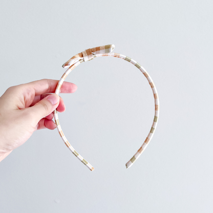 Orange Green Plaid Thin Headband