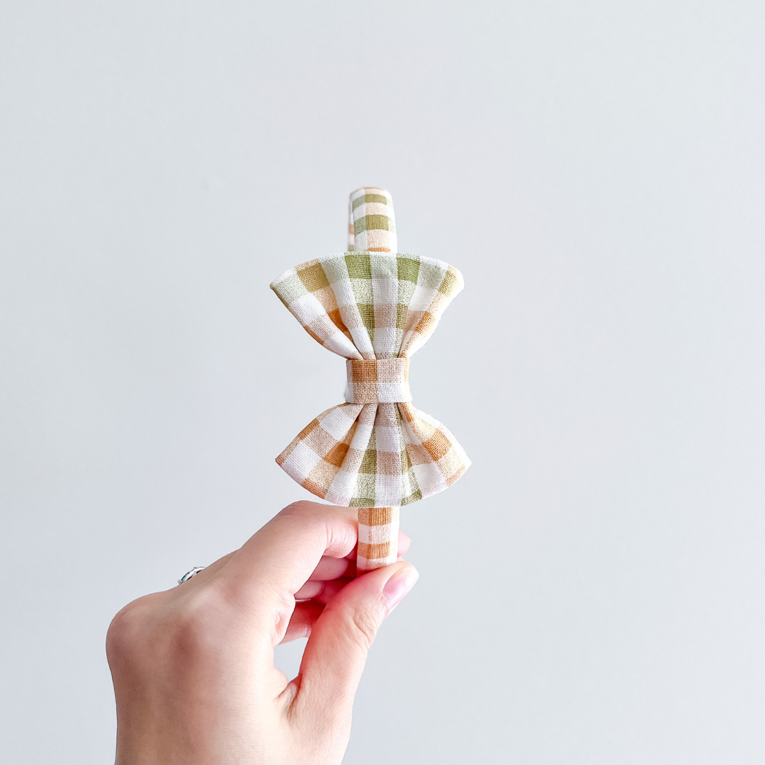Orange Green Plaid Thin Headband