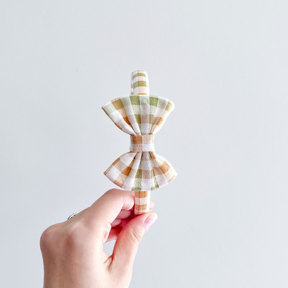 Orange Green Plaid Thin Headband