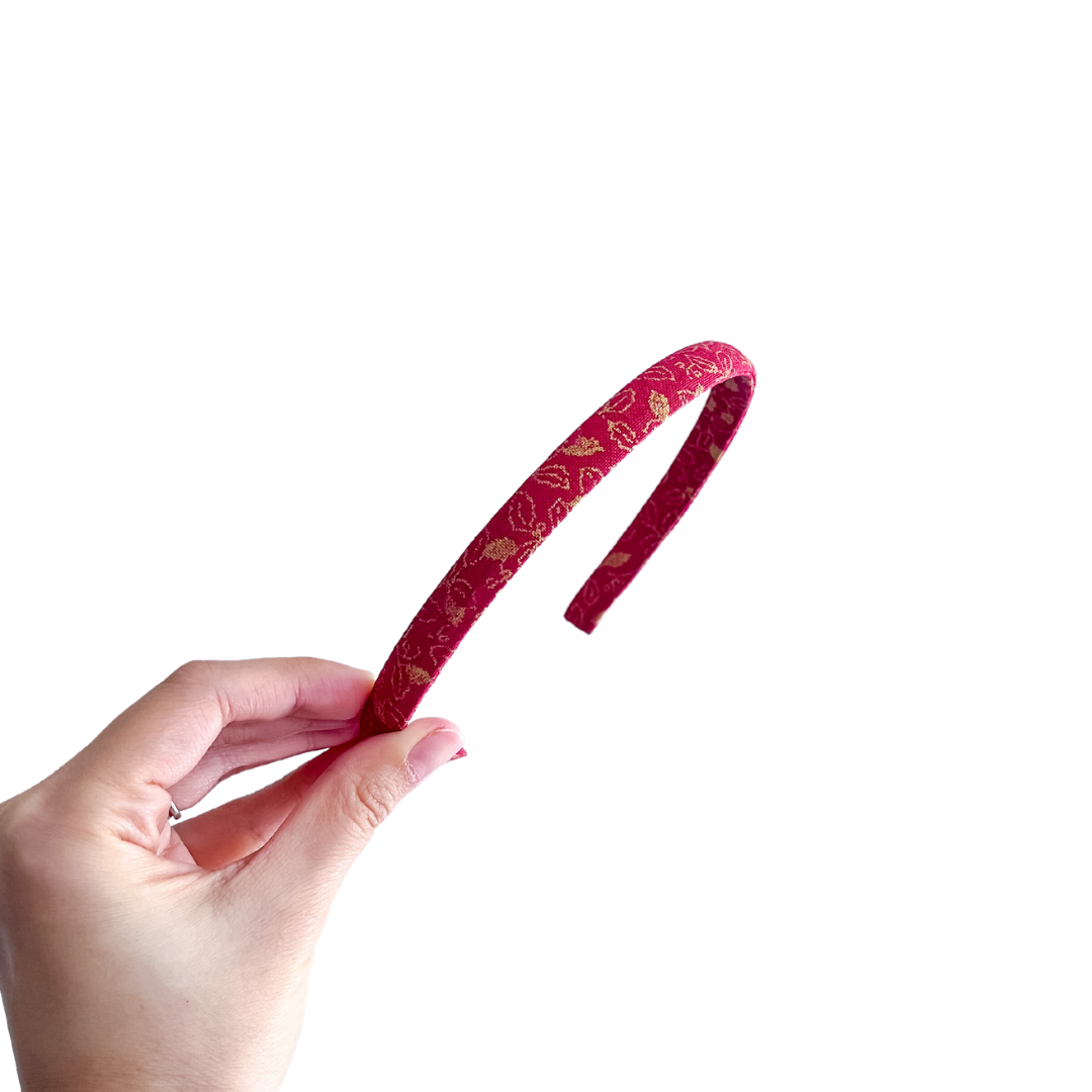 Lucky Red and Golden Leaves Thin Headband