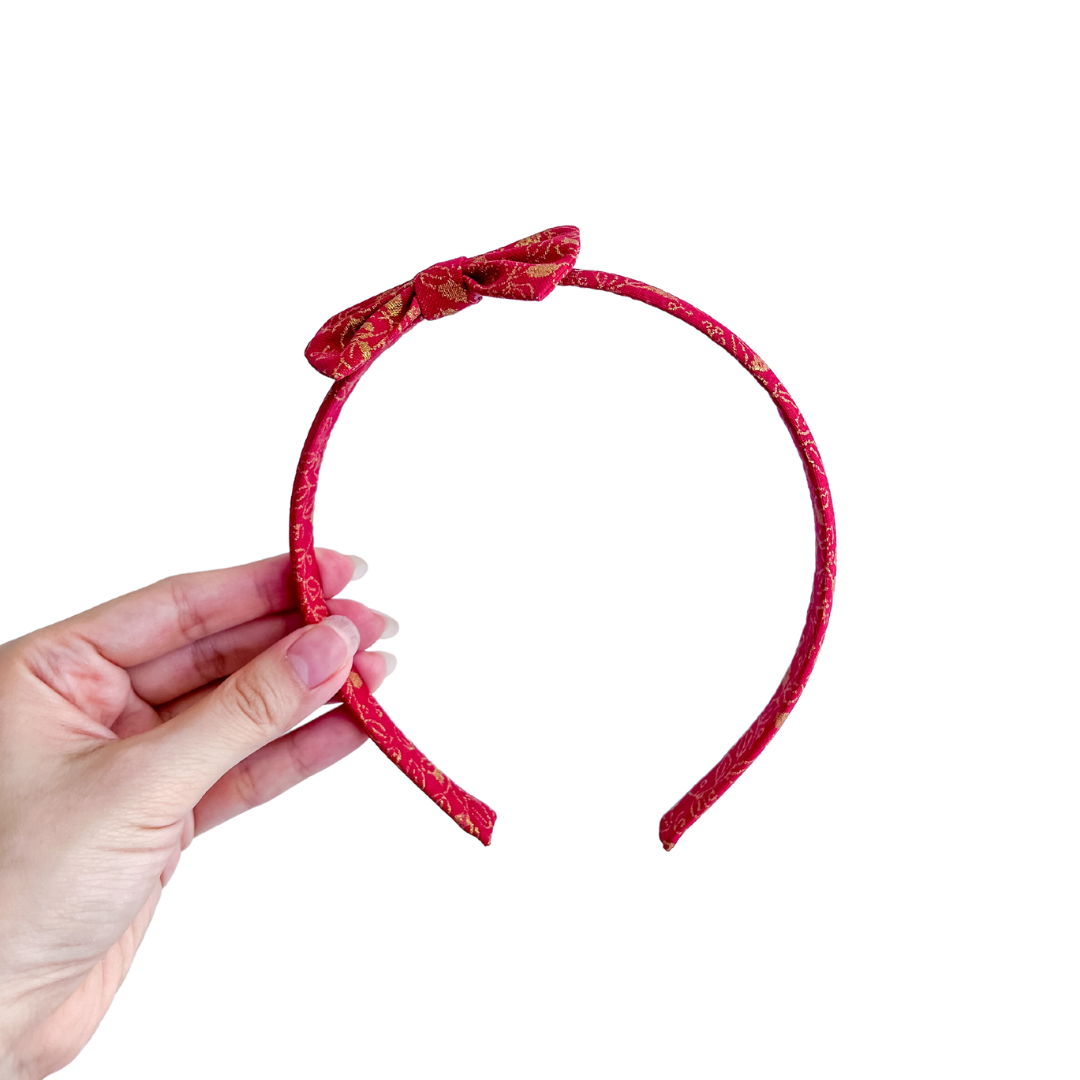 Lucky Red and Golden Leaves Thin Headband