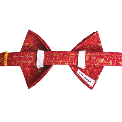 Lucky Red and Golden Leaves Bow Tie