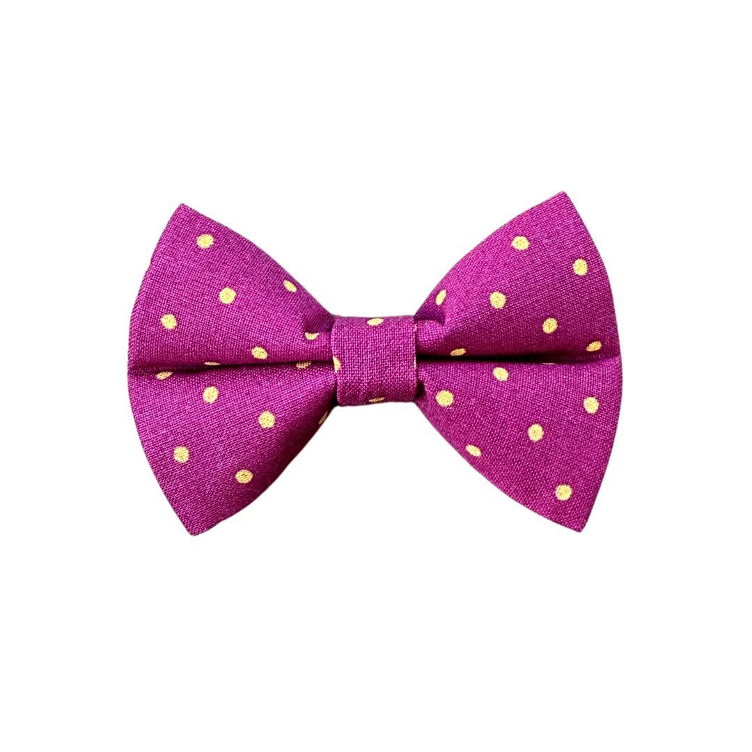 Magenta & Golden Polka Dot Bow Tie