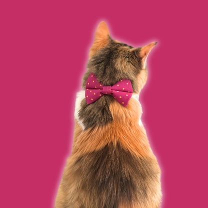 Magenta & Golden Polka Dot Bow Tie