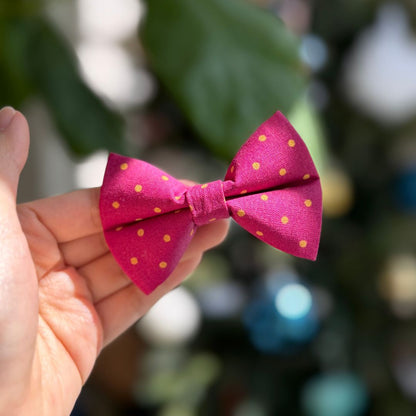 Magenta & Golden Polka Dot Bow Tie