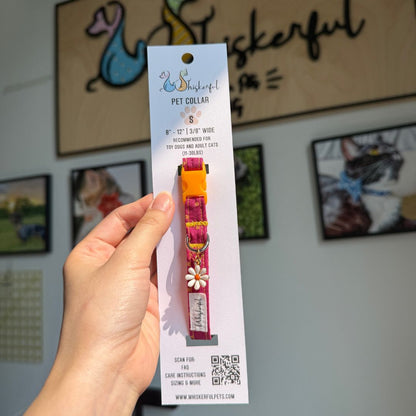 Magenta & Golden Polka Dot Collar with Daisy Charm