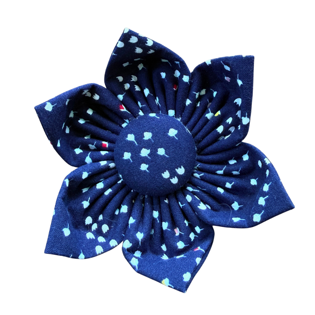 Navy Floral Kanzashi Flower