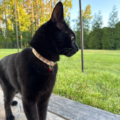 Olive and Amber Plaid Collar with Cherry Charm