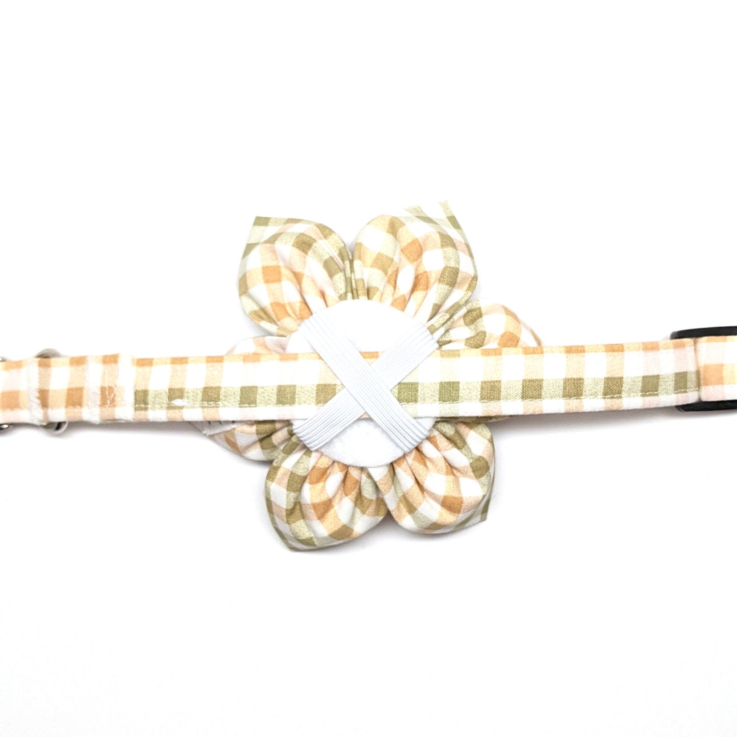 Orange Green Plaid Kanzashi Flower