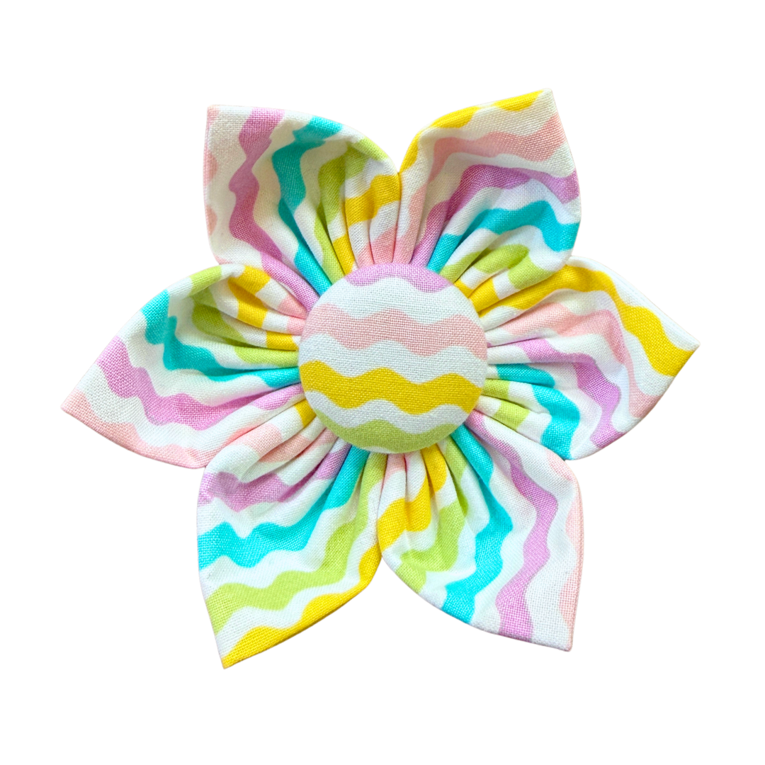 Pastel Rainbow Waves Kanzashi Flower