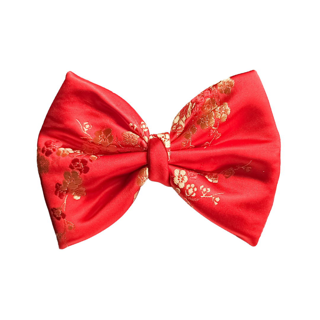 Scarlet Red Flower Blossom Simple Bow