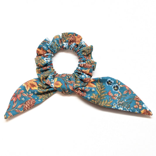Teal Golden Paisley Scrunchies