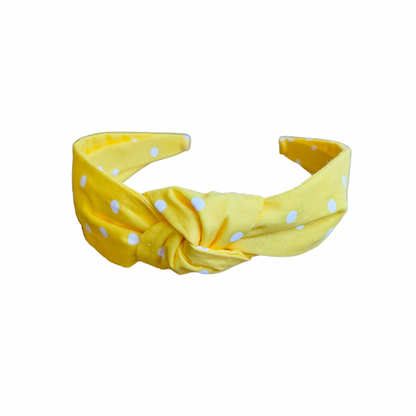 Vibrant Yellow Polka Dot Top-Knot Headband