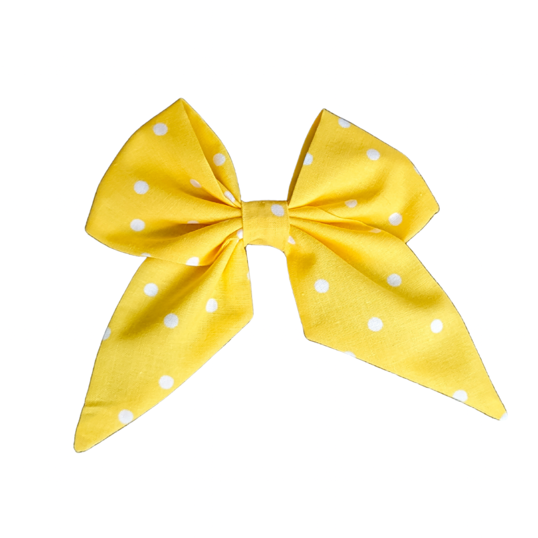 Vibrant Yellow Polka Dot Sailor Bow
