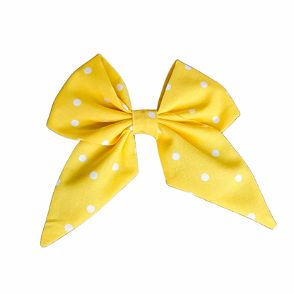 Vibrant Yellow Polka Dot Sailor Bow
