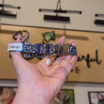 Indigo Floral Pearl Collar
