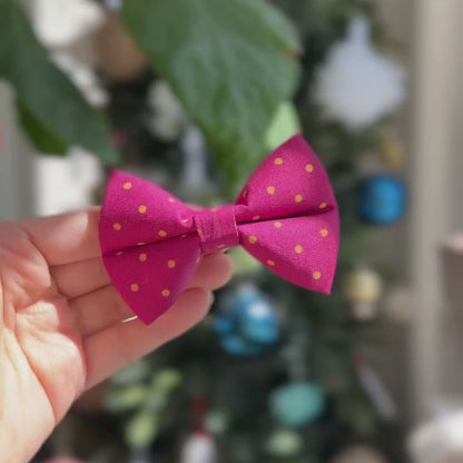 Magenta & Golden Polka Dot Bow Tie