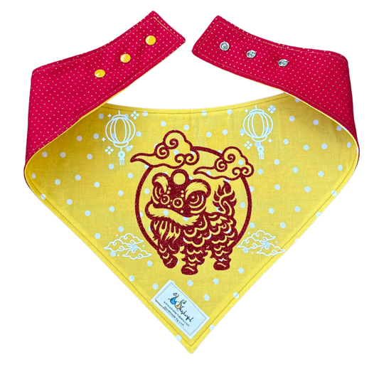 Lunar New Year Reversible Pet Bandana with Sewn In Blessing