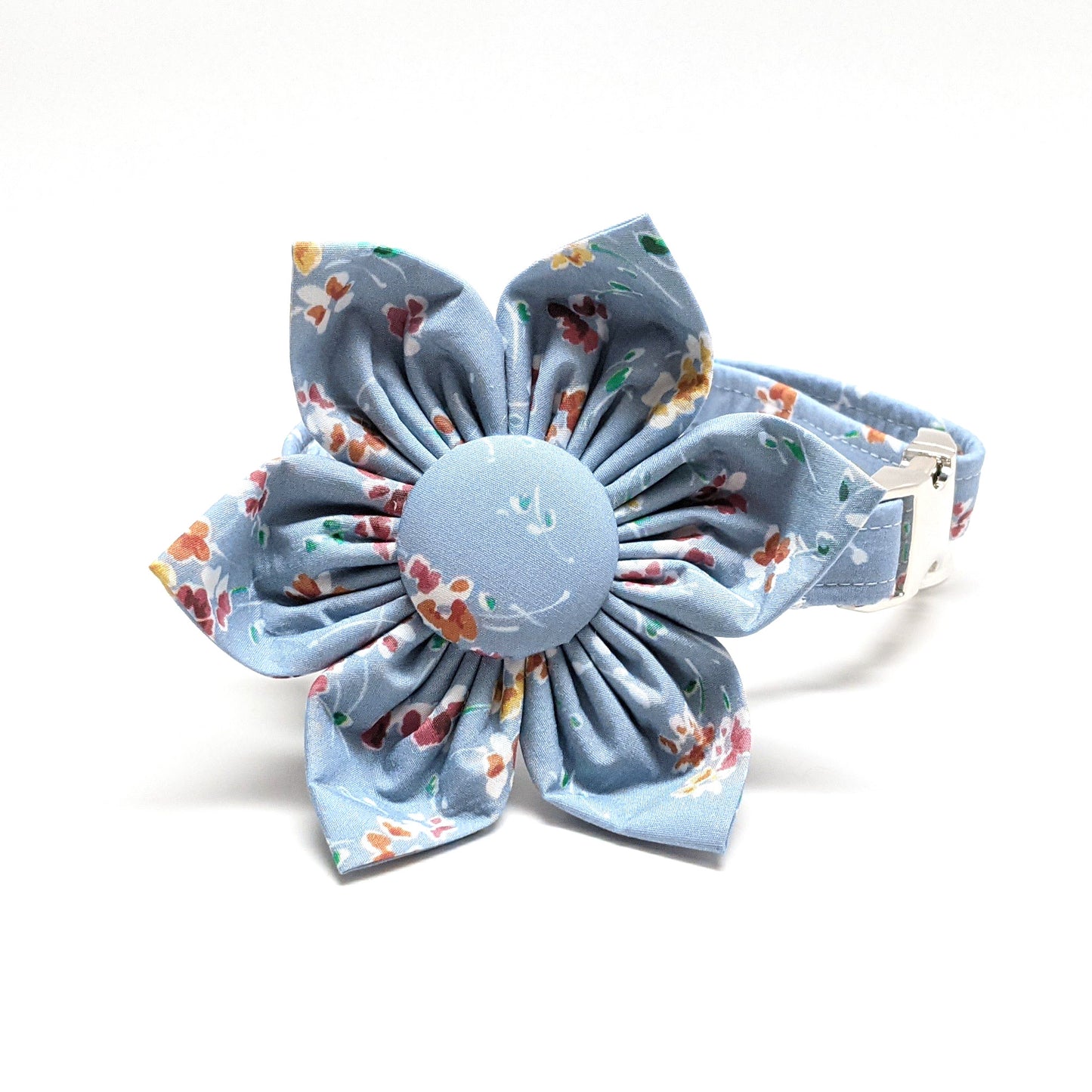 Baby Blue Floral Dog and Cat Collar and Flower - Whiskerful 1
