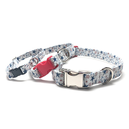 Blue and Red Stars Collar for Dogs and Cats - Whiskerful 1