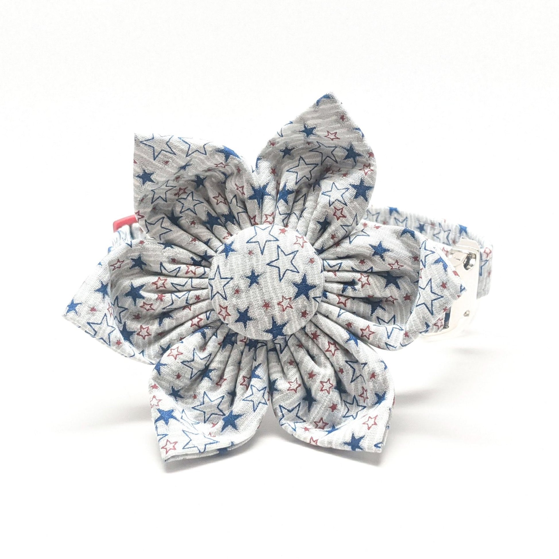 Blue and Red Stars Collar and Flower for Dogs and Cats - Whiskerful 10