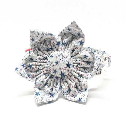 Blue and Red Stars Collar and Flower for Dogs and Cats - Whiskerful 10