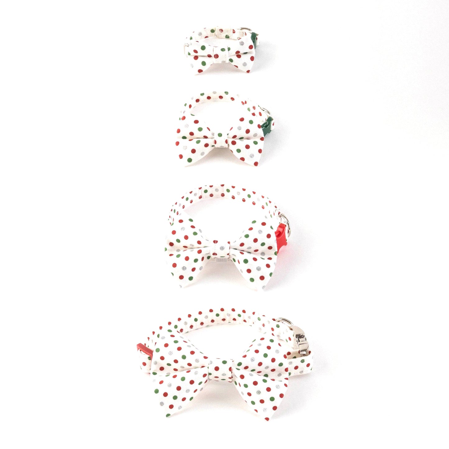 Red and Green Polka Dots Bow Tie for Dogs and Cats - Whiskerful 2