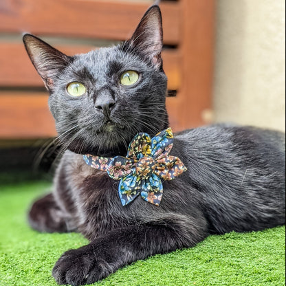 Dog and Cat Indigo Floral Collar and Flower- Whiskerful 15